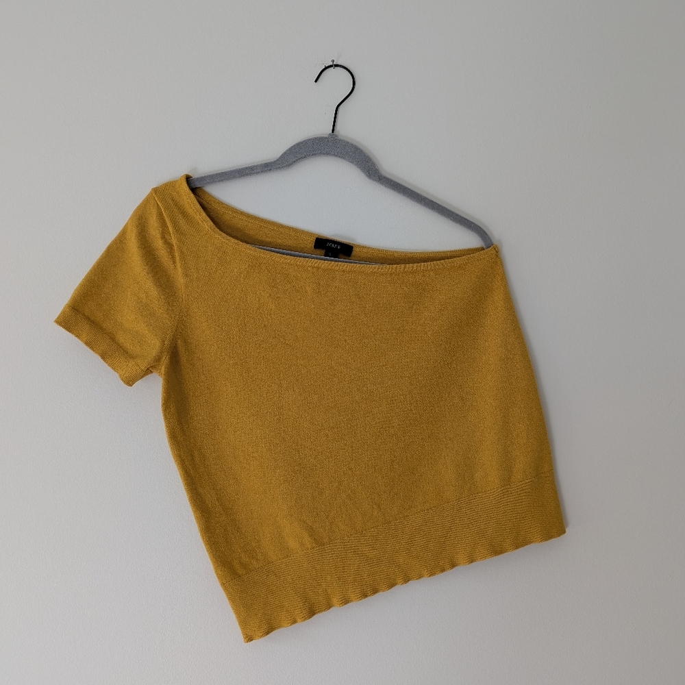 J. Crew One-shoulder Stretch Sweater Mustard Yellow